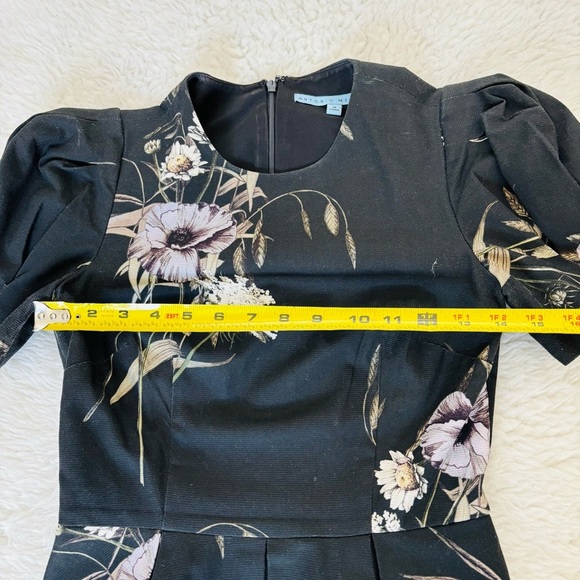 Antonio Melani Floral Black Puff Sleeve Top size 0 - Picture 8 of 15